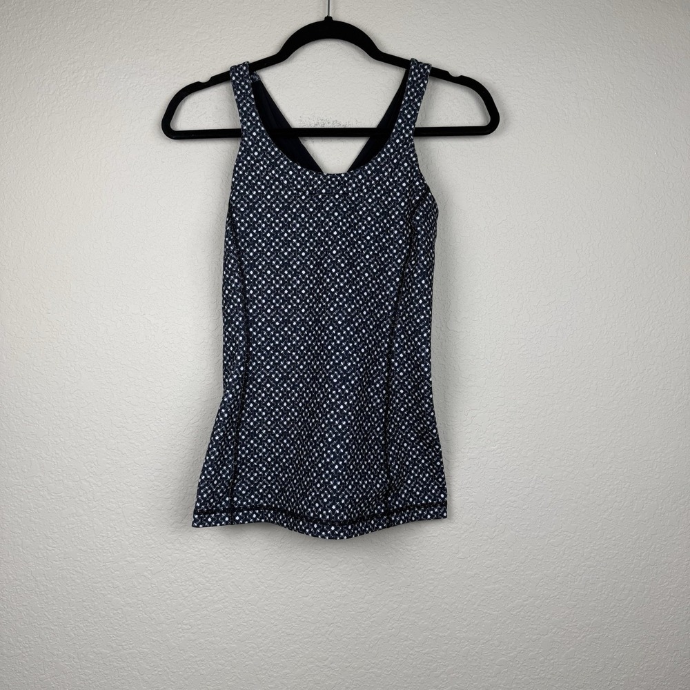 Women's Lululemon Enhearten Tank Black And White Athleisure Tennis Prep Sz 8